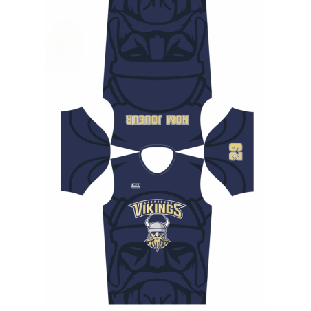 T-shirt de sport Sublimé – Logo du club devant et nom au dos - Les Vikings de Cherbourg